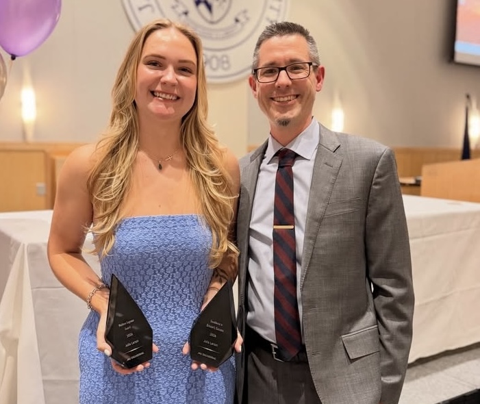 Julia Larson receiving an award at the Engineering Honors ceremony