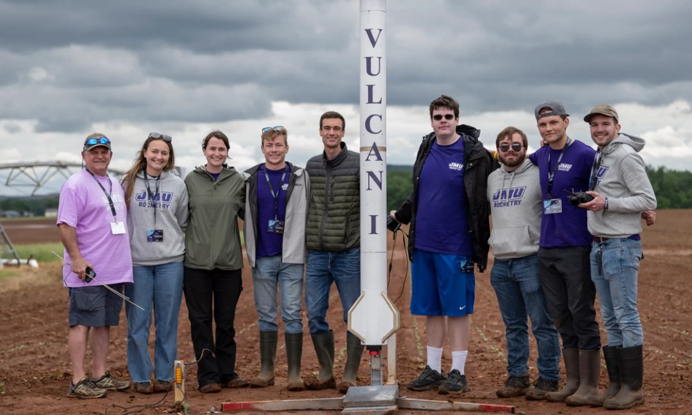 Project Vulcan I team with their rocket, Huntsville, AL, May 2025
